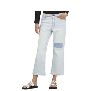 DKNY patched Distressed Flare Jeans